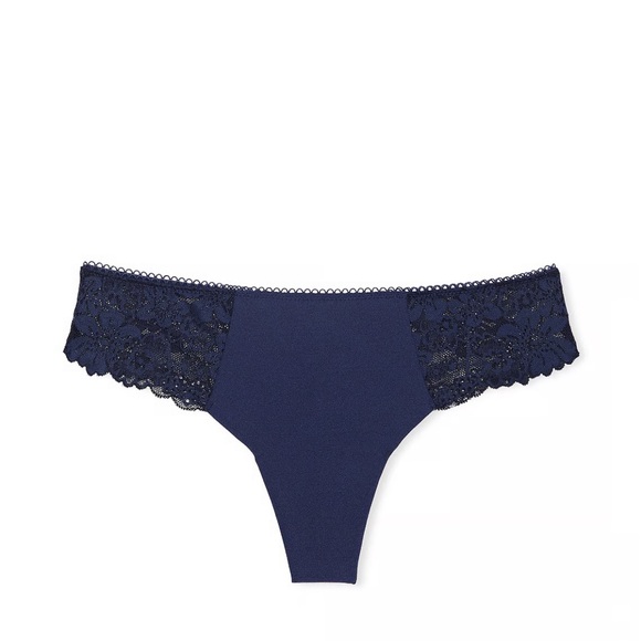 PINK Victoria’s Secret No-Show Thong Panty Midnight Navy Size XL - Picture 1 of 3